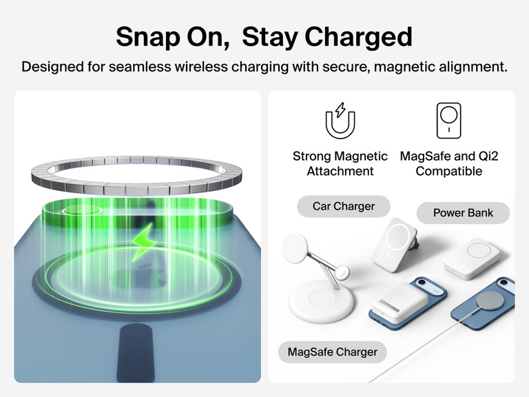 Close-up of Belkin SheerForce Grip Series Case for iPhone 17 with textured edges for secure, comfortable handling.
