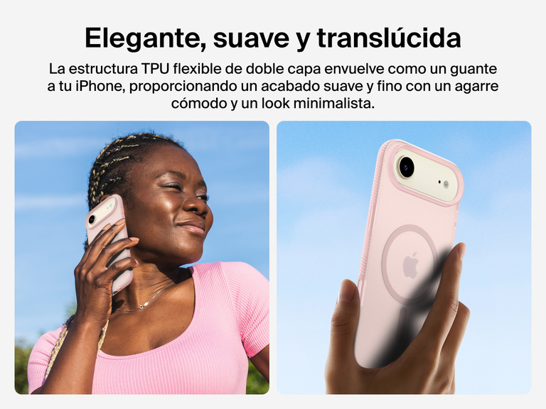 Belkin SheerForce Grip Series Case for iPhone 17 with slim translucent design and soft-touch finish for a comfortable grip.