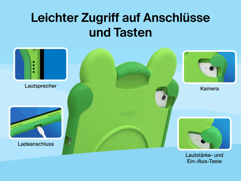 Disney Toy Story 5 Lilypad Case for iPad 10th and 11th Gen close-up showing precise cutouts for speakers charging port camera and access to buttons