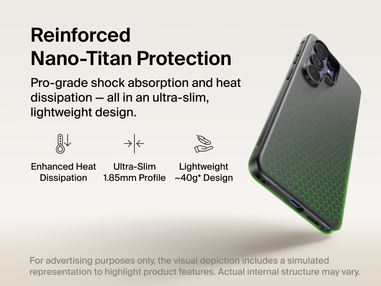 Belkin SheerForce Protect Series Case for Samsung Galaxy S26 featuring reinforced Nano-Titan protection, ultra-slim 1.85 mm profile, lightweight design, and enhanced shock absorption with heat dissipation.