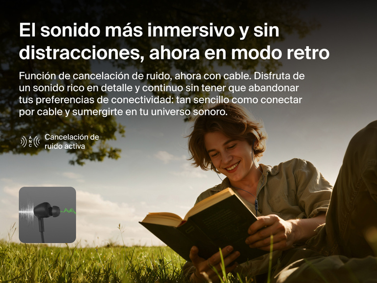 Belkin SoundForm ANC Wired Earbuds with USB-C® provide active noise cancellation for rich, uninterrupted sound while reading or relaxing outdoors.