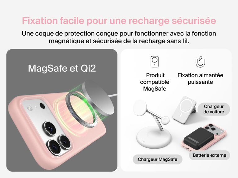 Coque de protection Belkin ScreenForce Protect&nbsp;Series pour iPhone&nbsp;17 avec rebords prot&eacute;geant l'&eacute;cran et les objectifs, con&ccedil;ue pour une recharge sans fil magn&eacute;tique fluide.