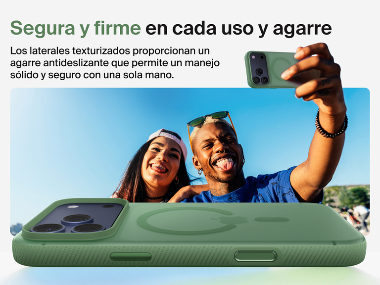 Belkin SheerForce Grip Series Case for iPhone 17 with military-grade drop protection and textured non-slip grip.