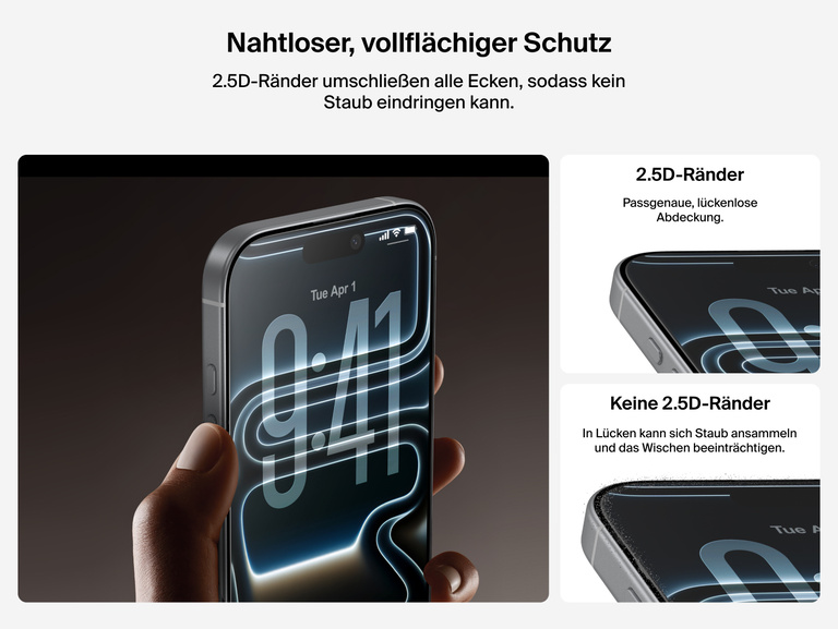 Belkin ScreenForce InvisiGlass Displayschutz mit nahtloser vollfl&auml;chiger 2.5D-Abdeckung ohne Staub.