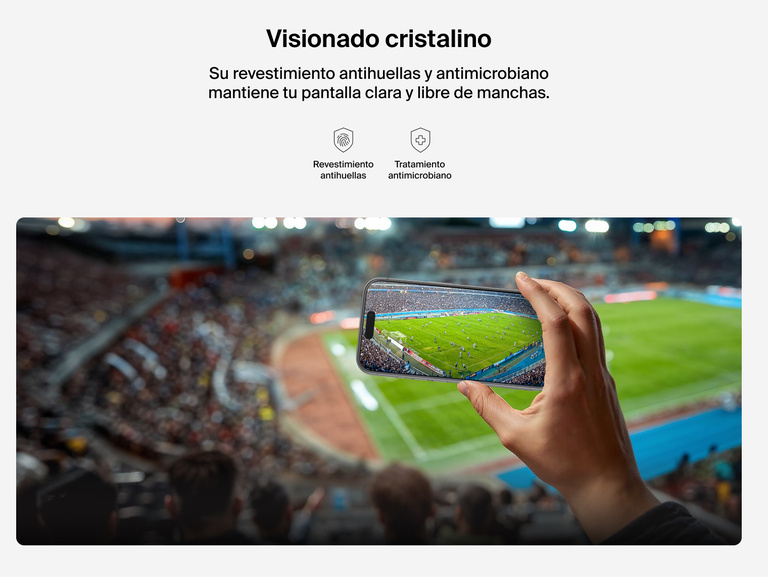 El protector de pantalla ScreenForce InvisiGlass proporciona una visualizaci&oacute;n clara y n&iacute;tida gracias a su tratamiento antihuellas.