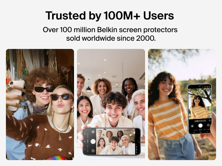 Belkin SheerForce Titan Protective Bundle for Samsung Galaxy S26 from a brand trusted by over 100 million users worldwide for durable, high-clarity screen and device protection.