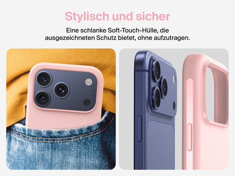 Belkin H&uuml;lle der SheerForce Protect Serie f&uuml;r iPhone 17 mit ber&uuml;hrungsempfindlicher Kamerataste und mehreren Schichten f&uuml;r magnetische Pr&auml;zision und robusten Schutz.