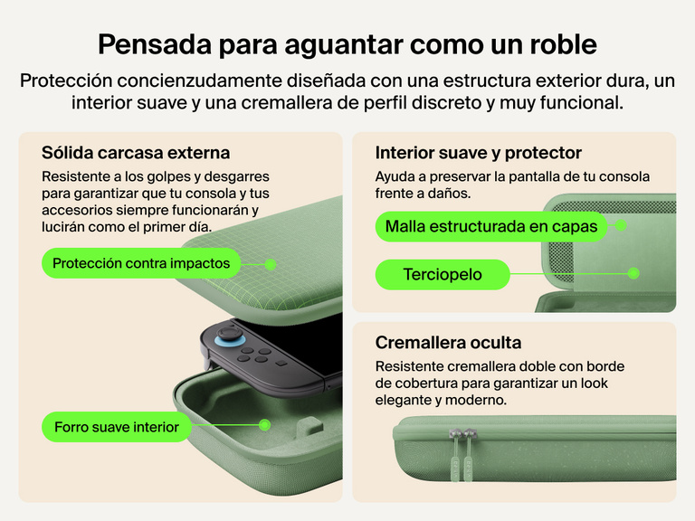 Belkin Gaming Charging Case for Nintendo Switch 2 features a shock-resistant outer shell, soft velvet-lined interior, layered mesh protection, and stealth zippers for durable, travel-ready protection.