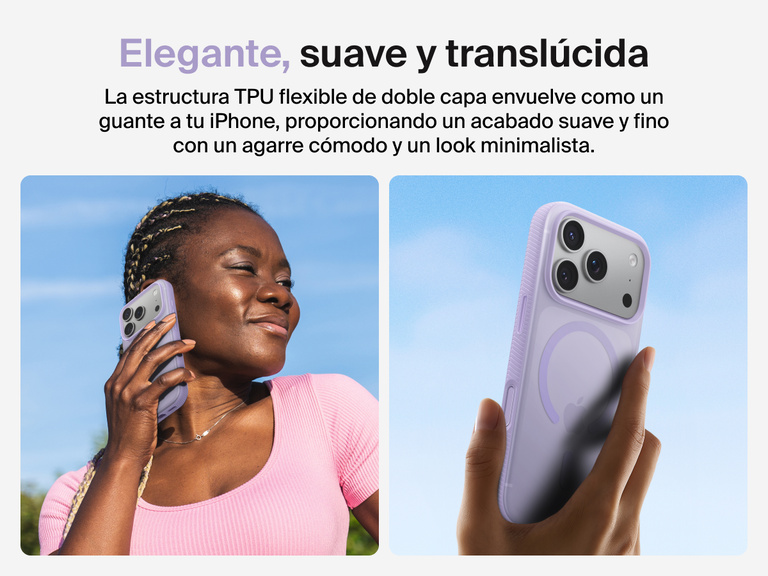 Belkin SheerForce Grip Series Case for iPhone 17 with slim translucent design and soft-touch finish for a comfortable grip.