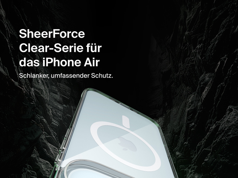 Belkin SheerForce Clear Series Case for iPhone 17 shown with slim transparent design and durable protection.