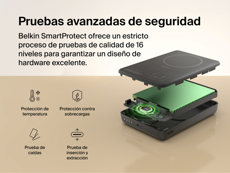 Slim Magnetic Power Bank 10K with Qi2 internal components exploded view highlighting thermal management and safety protection features