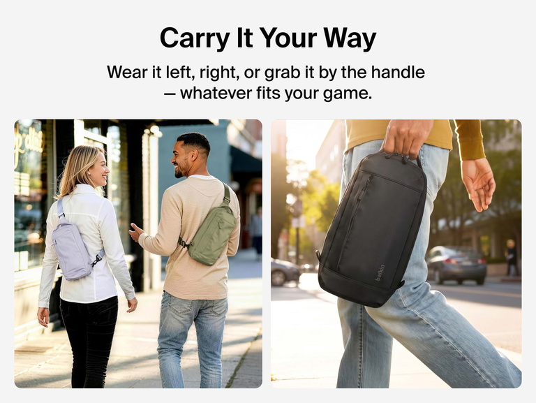 Belkin Gaming Travel Bag for Nintendo Switch 2 offers crossbody and handheld carrying options for comfortable everyday travel.