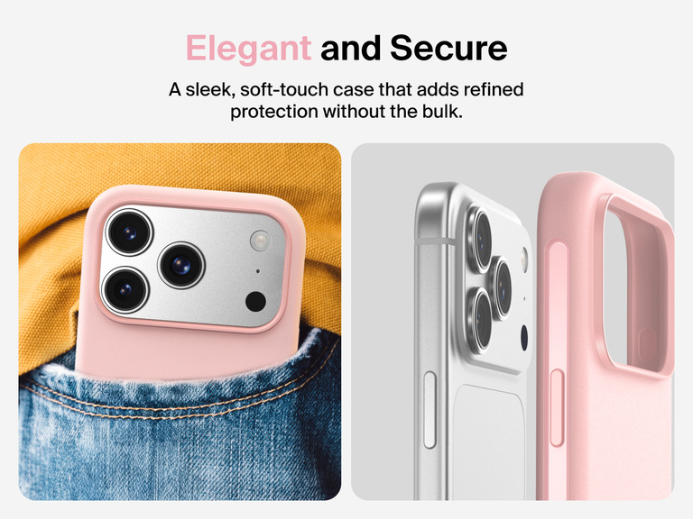 Belkin ScreenForce Protect Series Case for iPhone 17 featuring touch-sensitive camera button and layered design for magnetic precision and durable protection.