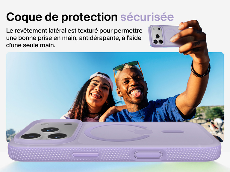 Belkin SheerForce Grip Series Case for iPhone 17 with military-grade drop protection and textured non-slip grip.