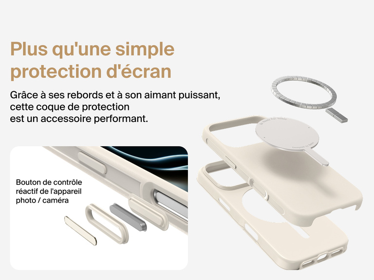 Coque de protection Belkin ScreenForce Protect Series pour iPhone 17 compatible MagSafe et Qi2 pour une fixation magn&eacute;tique s&eacute;curis&eacute;e sur les chargeurs et accessoires.