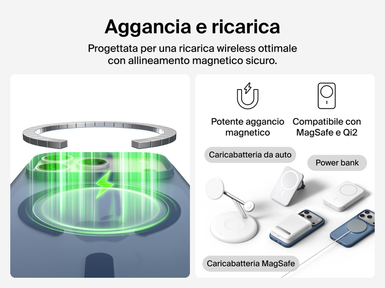 Close-up of Belkin SheerForce Grip Series Case for iPhone 17 with textured edges for secure, comfortable handling.