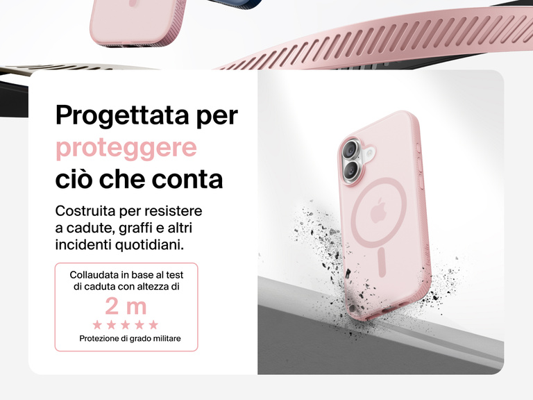 Belkin SheerForce Grip Series Case for iPhone 17 shown with textured grip and impact protection against drops.