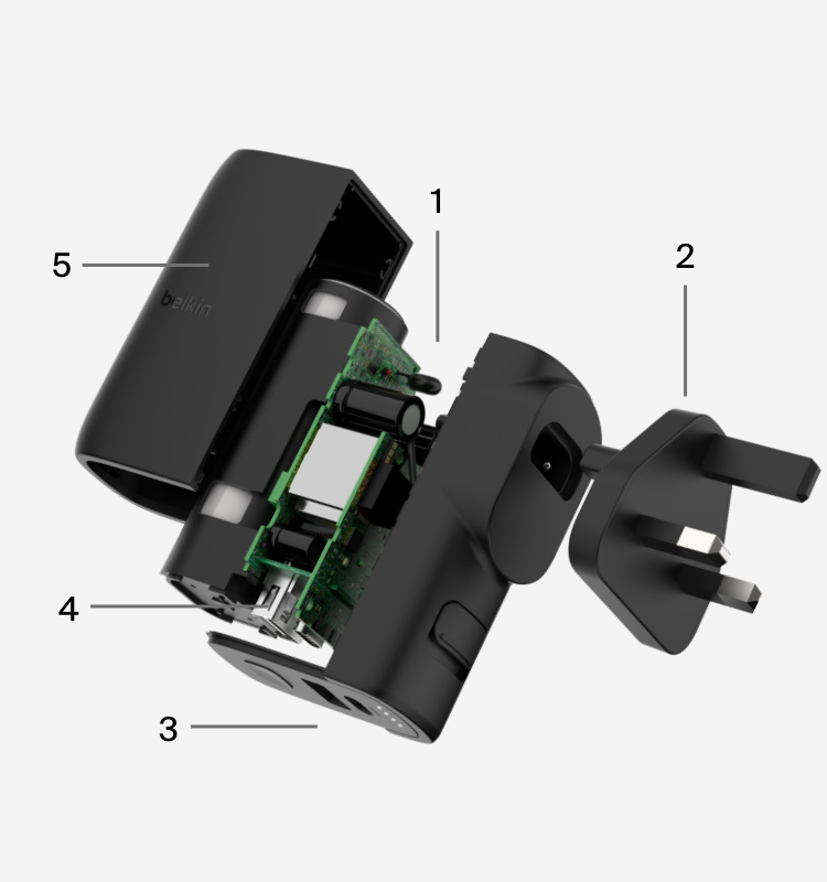 elkin BoostCharge Hybrid Wall Charger 25W + Power Bank 5K, 2-in-1 Portable Charger w/ USB-C PD3.0 Port & USB-A Port - Travel-Friendly, Dual-Port Charging Device - Black | Belkin