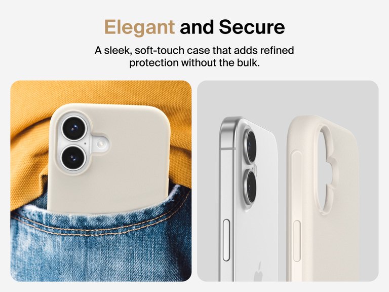 Belkin ScreenForce Protect Series Case for iPhone 17 featuring touch-sensitive camera button and layered design for magnetic precision and durable protection.