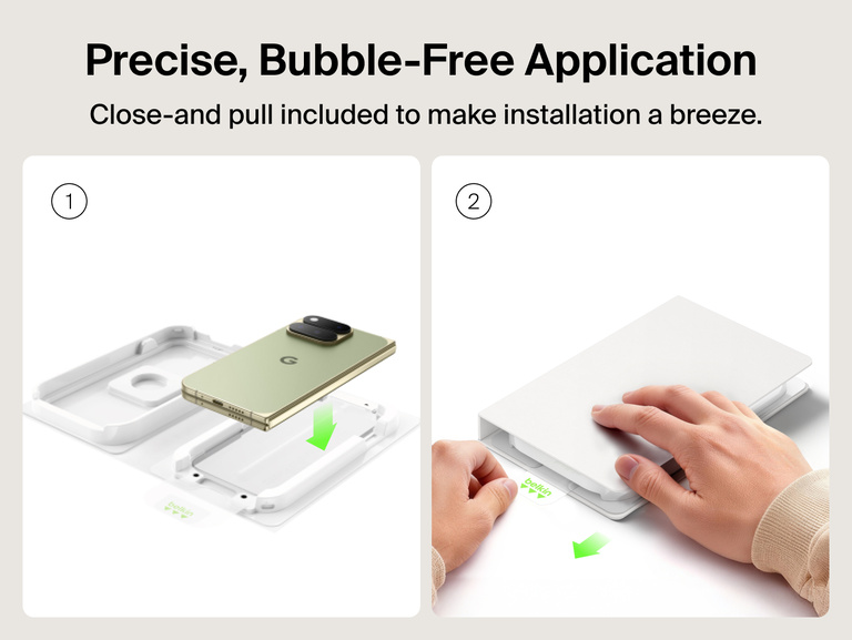 Belkin Titan SmartShield Anti-Reflective Screen Protector for Google Pixel 11 with close-and-pull installation for precise, bubble-free application.
