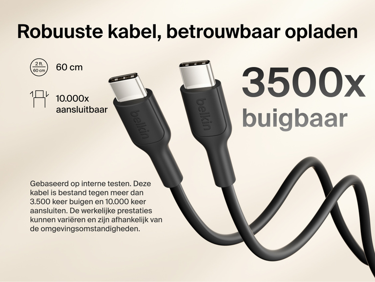 Slim Magnetic Power Bank 10K with Qi2 USB-C cable close-up showing durable connectors and bend resistance details