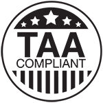 Circular black and white emblem with stars and stripes, containing the text "TAA COMPLIANT" in bold uppercase letters.          Ask ChatGPT