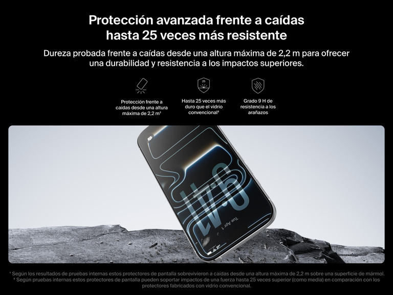 Belkin ScreenForce UltraGlass 2 Screen Protector delivers up to 25x stronger protection with 7.2 ft drop resistance and 9H scratch durability for iPhone.