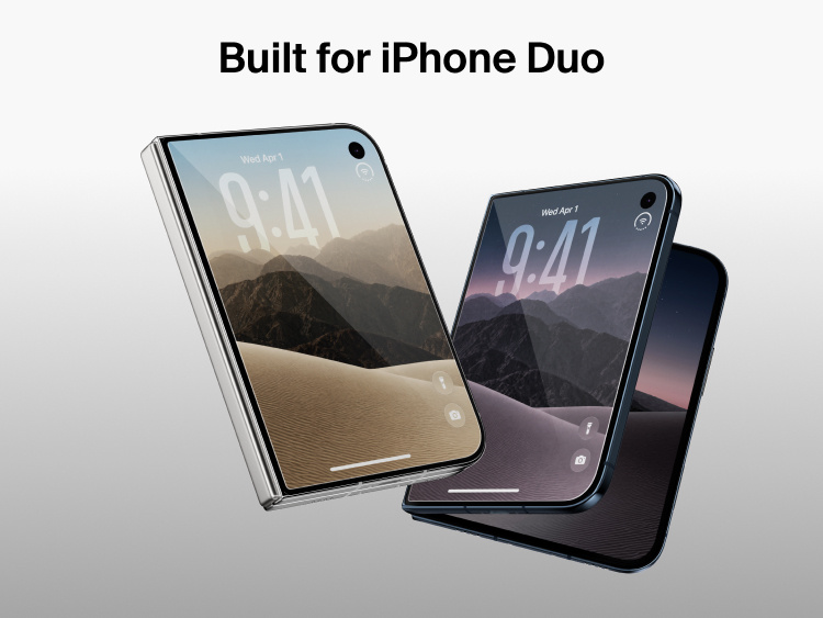 Belkin Titan SmartShield Anti-Reflective Screen Protector shown on compatible iPhone Duo smartphones.