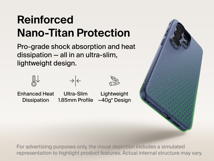 Belkin SheerForce Protect Series Case for Samsung Galaxy S26 featuring reinforced Nano-Titan protection, ultra-slim 1.85 mm profile, lightweight design, and enhanced shock absorption with heat dissipation.