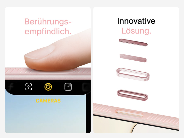 Belkin SheerForce Grip Series Case for iPhone 17 with MagSafe ring, raised edges, and floating tinted buttons for precision protection.