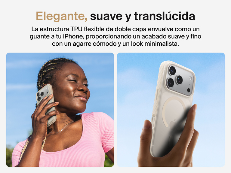 Belkin SheerForce Grip Series Case for iPhone 17 with slim translucent design and soft-touch finish for a comfortable grip.