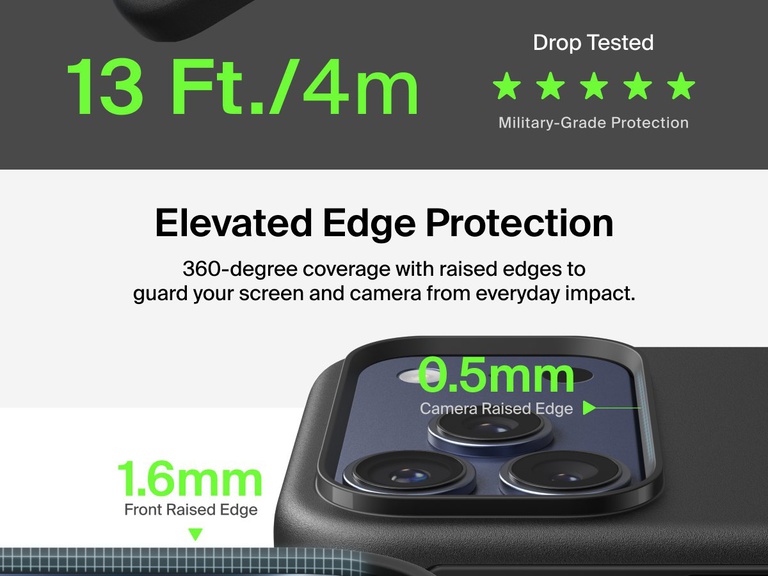 Belkin ScreenForce Protect Series Case for iPhone 17 with elevated edge design and military-grade drop protection up to 13 feet.