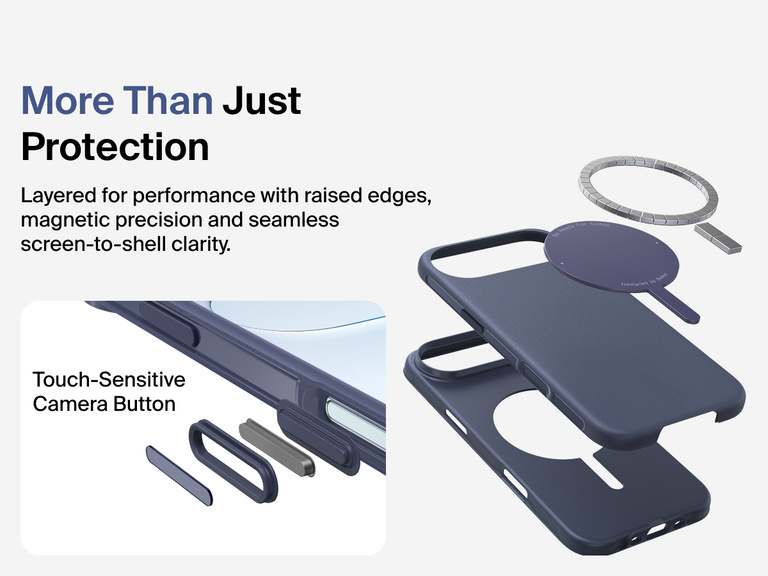 Belkin ScreenForce Protect Series Case for iPhone 17 with MagSafe and Qi2 compatibility for strong magnetic attachment to chargers and accessories.