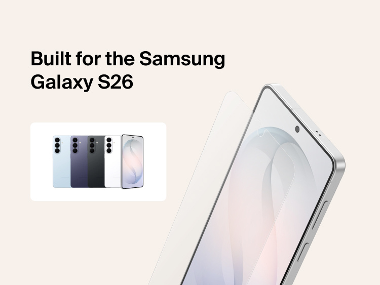 Belkin ScreenForce Titan EcoGuard Anti-Reflective Screen Protector built for Samsung Galaxy S26, shown aligned with the device display to deliver precise fit, reduced glare, and durable everyday screen protection.