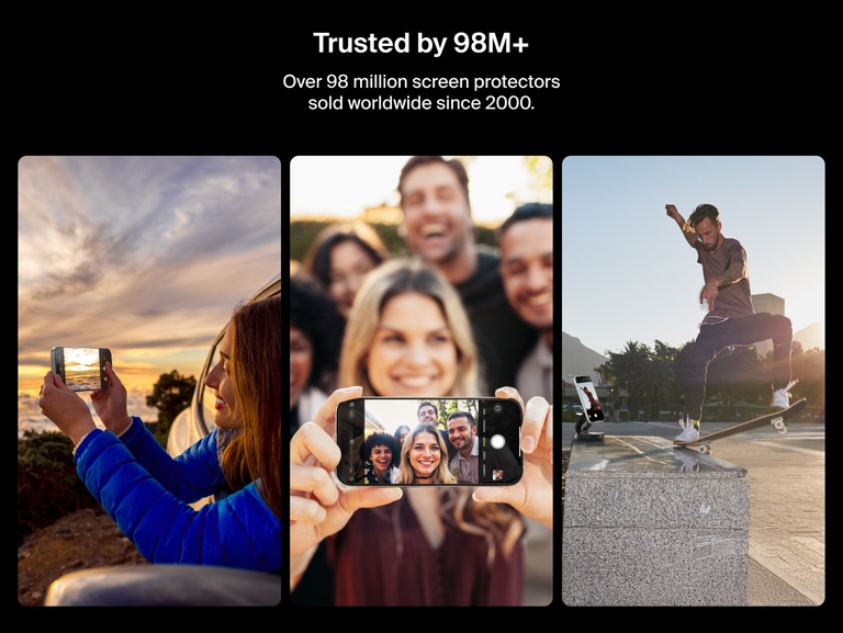 Belkin ScreenForce UltraGlass 2 Screen Protector trusted by over 81 million users worldwide for reliable iPhone screen protection.