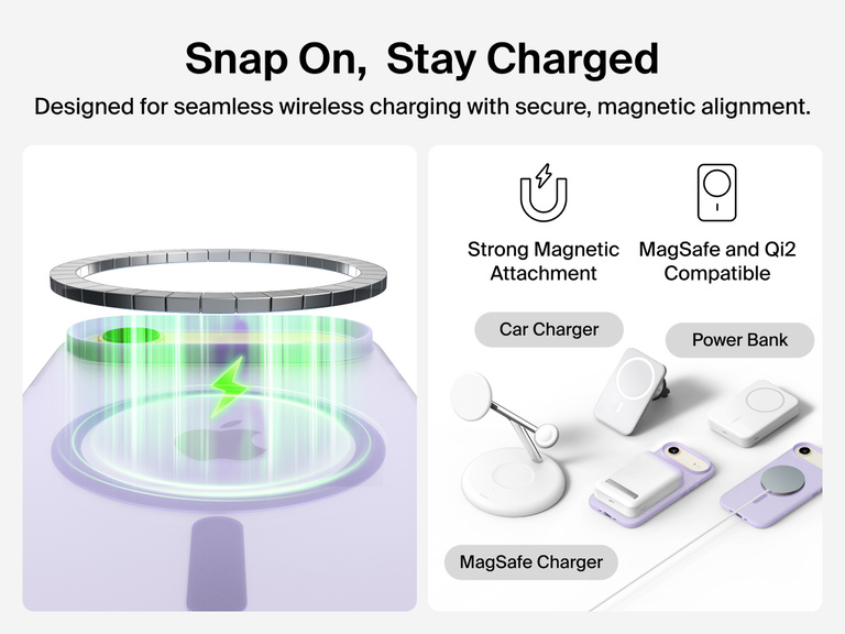 Close-up of Belkin SheerForce Grip Series Case for iPhone 17 with textured edges for secure, comfortable handling.