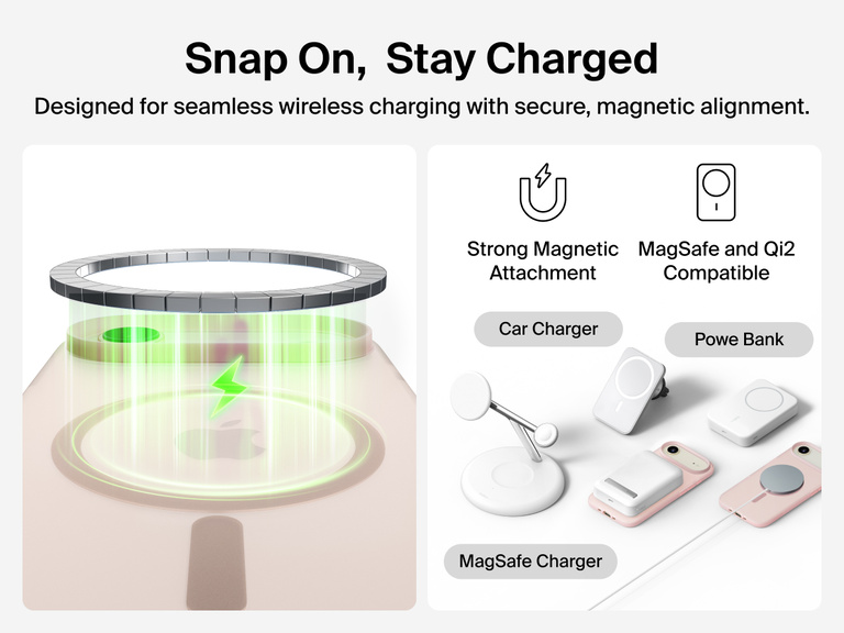 Close-up of Belkin SheerForce Grip Series Case for iPhone 17 with textured edges for secure, comfortable handling.