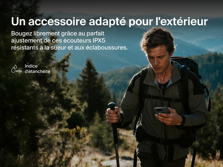 Belkin SoundForm ANC Wired Earbuds with USB-C® feature IPX5 water resistance and a secure fit for outdoor activities and active lifestyles.