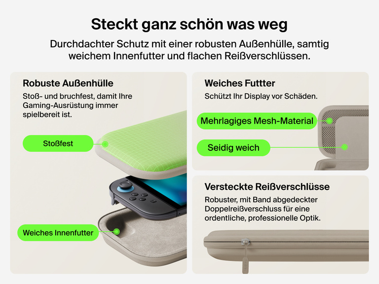 Belkin Gaming Travel Case for Nintendo Switch 2 features a tough outer shell, soft velvet and mesh interior, and stealth zippers for durable, protective, and stylish portability.