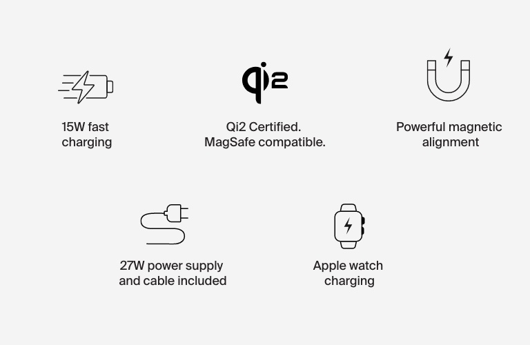 2-in-1 Wireless Charging Dock With Magnetic Qi2 15W Fast Charge iPhone Charger, AirPods, and Other Qi2 Enabled Devices 