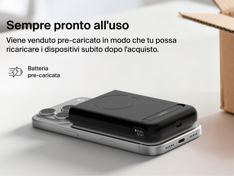 Belkin UltraCharge Pro Power Bank 10K with magnetic ring shown with SmartProtect safety features, illustrating internal components and protection against overcharging, overheating, overvoltage, and short circuits.