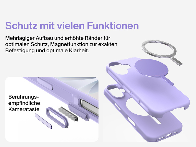 Belkin H&uuml;lle der SheerForce Protect Serie f&uuml;r iPhone 17, geeignet f&uuml;r MagSafe und Qi2 zur zuverl&auml;ssigen magnetischen Befestigung an Ladeger&auml;ten und anderem Zubeh&ouml;r.