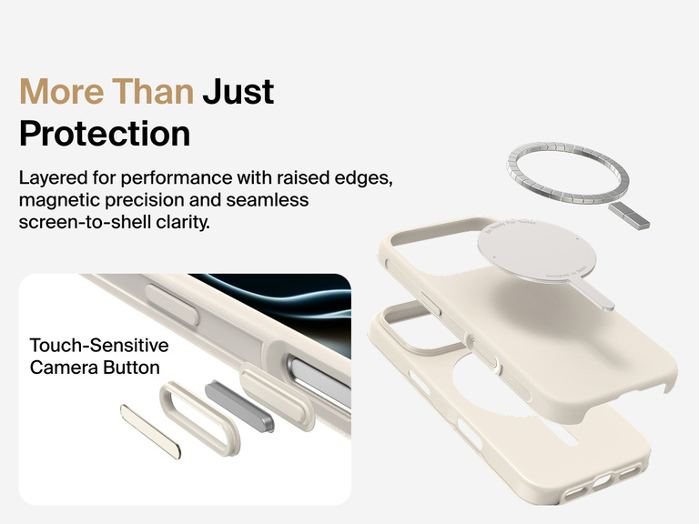 Belkin ScreenForce Protect Series Case for iPhone 17 with MagSafe and Qi2 compatibility for strong magnetic attachment to chargers and accessories.