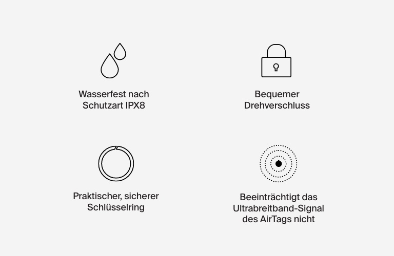 Wasserfester Secure Holder mit Schlüsselanhänger für das AirTag