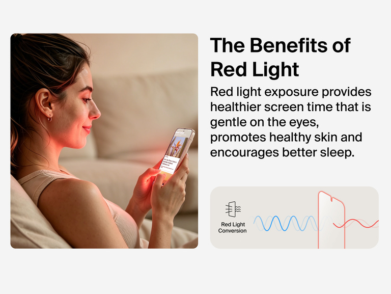 Belkin Titan SmartShield Red Light Screen Protector for Google Pixel 11 featuring red light technology that promotes healthier screen time and comfortable viewing.