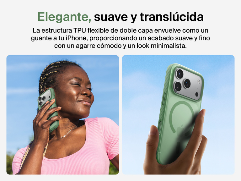 Belkin SheerForce Grip Series Case for iPhone 17 with slim translucent design and soft-touch finish for a comfortable grip.