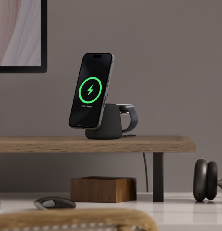 2-in-1 Wireless Charging Dock With Magnetic Qi2 15W Fast Charge iPhone Charger, AirPods, and Other MagSafe Enabled Devices 