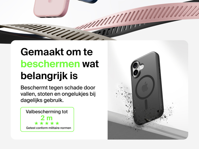 Belkin SheerForce Grip Series Case for iPhone 17 shown with textured grip and impact protection against drops.