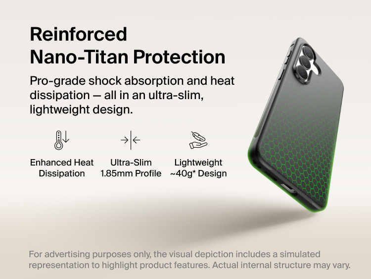 Belkin SheerForce Protect Series Case for Samsung Galaxy S26 featuring reinforced Nano-Titan protection, ultra-slim 1.85 mm profile, lightweight design, and enhanced shock absorption with heat dissipation.