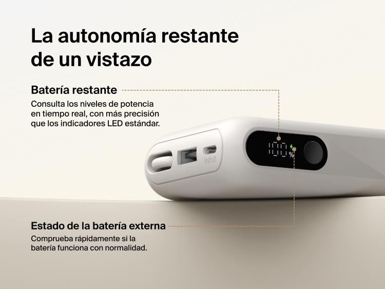 Belkin UltraCharge 10K power bank with integrated USB-C cable and digital display showing real-time battery percentage and charging status